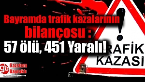 Bayramda trafik kazalarının bilançosu : 57 ölü, 451 Yaralı