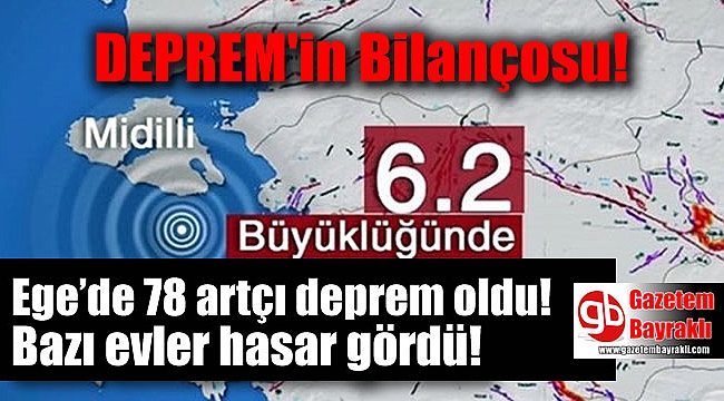 Ege’de 78 artçı deprem oldu bazı evler hasar gördü