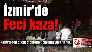 İzmir Bornova'da kontrolden çıkan otomobil uçuruma yuvarlandı