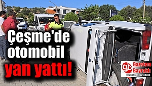 Otomobil yan yattı