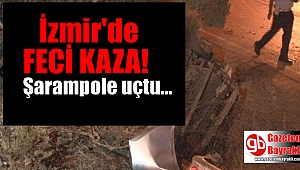 İzmir'de kontrolden çıkan otomobil şarampole uçtu