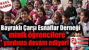 Bayraklı Çarşı Esnaflar Derneği minik öğrencilere yardıma devam ediyor