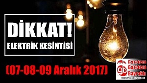 İzmir'de Elektrik Kesintisi (07-08-09 Aralık 2017)