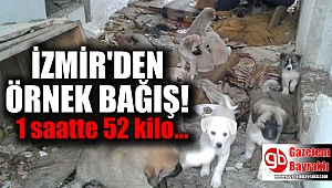 İzmir'den örnek bağış : 1 saatte 52 kilo mama toplandı