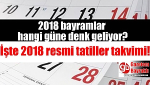 2018 yılı resmi tatiller takvimi