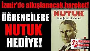 Gaziemir Belediyesi'nden karnesini getiren öğrencilere Nutuk hediye