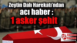 Zeytin Dalı Harekatı’nda acı haber : 1 asker şehit