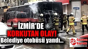 İzmir'de seyir halindeki belediye otobüsü yandı