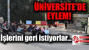 Üniversite'de işçilerden eylem