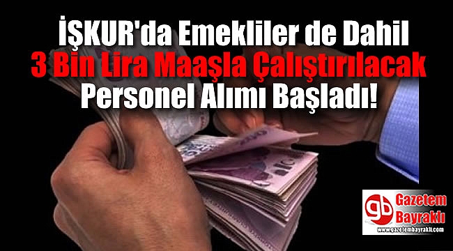 İŞKUR'da Emekliler de Dahil 3 Bin Lira Maaşla Çalıştırılacak Personel Alımı Başladı