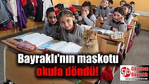 Bayraklı'nın maskotu okula döndü
