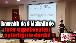 Bayraklı'da 6 Mahallede imar uygulamaları oy birliği ile durdu