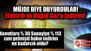 Doğal Gaz ve Elektrikte indirim müjdesi dendi ama toplamda yüzde 143 zam gelmişti
