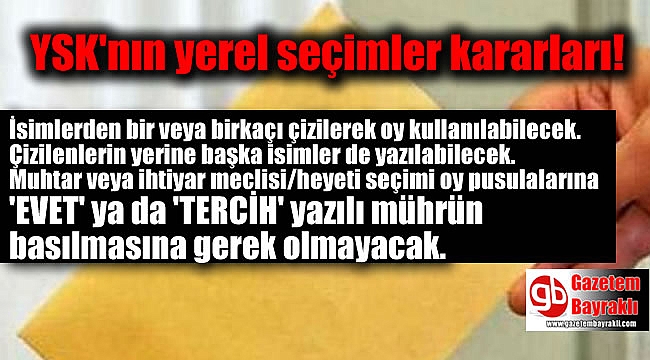 YSK'nın yerel seçimler kararları Resmi Gazete’de yayımlandı