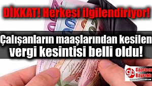 Çalışanların maaş ve ücretlerinden yapılacak vergi kesintisi belli oldu