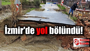 İzmir'de yol bölündü
