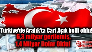 Aralık'ta Cari Açık 1,4 Milyar Dolar Oldu
