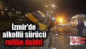 İzmir'de alkollü sürücü refüje daldı