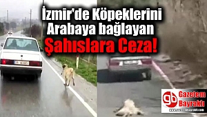 İzmir'de Otomobillerine Bağladıkları Köpeklerini Sürükleyen İki Sürücüye Ceza