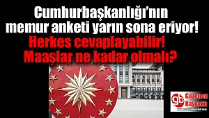 Cumhurbaşkanlığı’nın memur anketi yarın sona eriyor