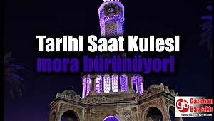 Tarihi Saat Kulesi mora bürünüyor