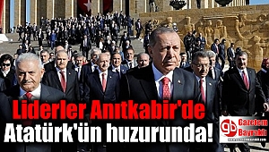 Cumhuriyet Bayramında Liderler Atatürk'ün huzurunda