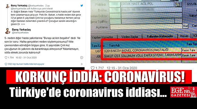 Korkunç iddia : Türkiye'de coronavirus iddiası