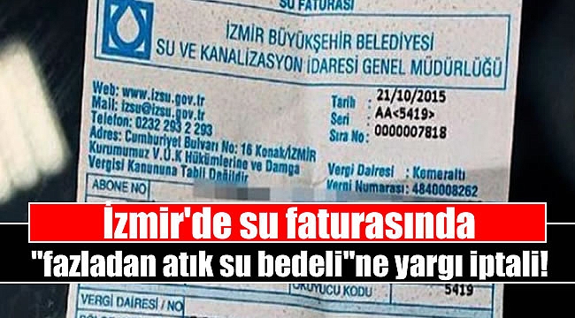 İzmir'de su faturasında