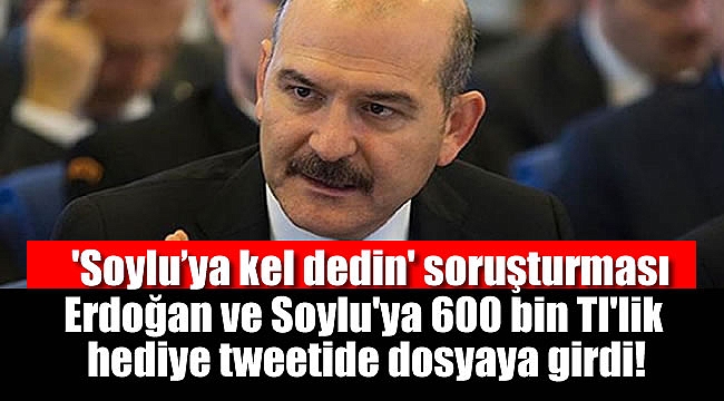 'Soylu’ya kel dedin' soruşturması: Erdoğan ve Soylu'ya 600 bin Tl'lik hediye tweeti de dosyaya girdi