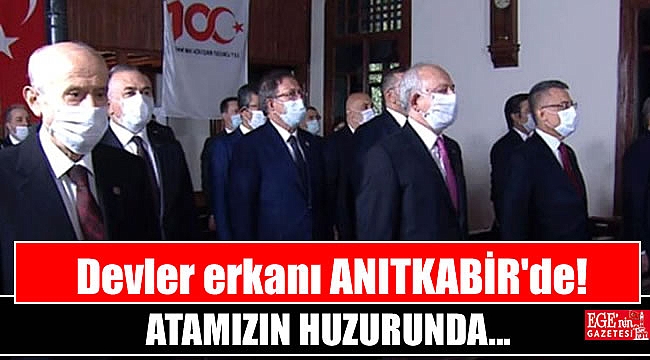 Devlet erkanı maskelerle Atamızın huzurunda