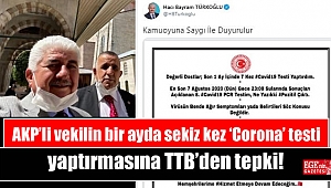 AKP'li vekilin bir ayda sekiz kez 'Corona' testi yaptırmasına TTB'den tepki