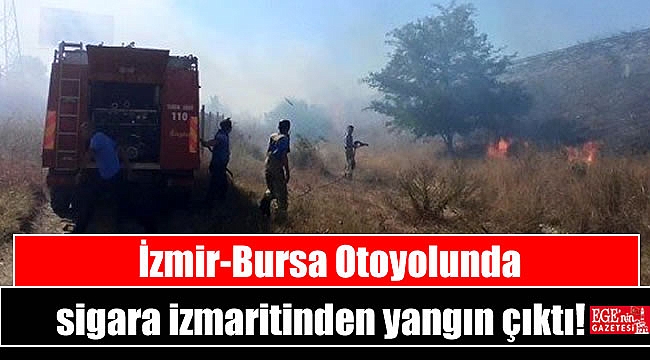 İzmir-Bursa Otoyolunda sigara izmaritinden yangın çıktı