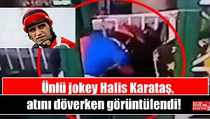 Ünlü jokey Halis Karataş, atını döverken görüntülendi