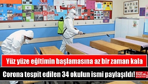 Yüz yüze eğitimin başlamasına az bir zaman kala Corona tespit edilen 34 okulun ismi paylaşıldı