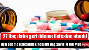 27 ilaç daha geri ödeme listesine alındı