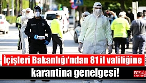 İçişleri Bakanlığı'ndan 81 il valiliğine karantina genelgesi