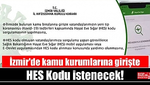 İzmir'de kamu kurumlarına girişte HES Kodu istenecek