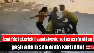 İzmir'de tekerlekli sandalyeyle yokuş aşağı giden yaşlı adam son anda kurtuldu