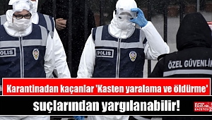 Karantinadan kaçanlar 'Kasten yaralama ve öldürme' suçlarından yargılanabilir