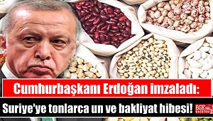 Cumhurbaşkanı Erdoğan imzaladı: Suriye'ye tonlarca un ve bakliyat hibesi