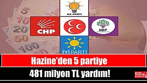 Hazine'den 5 partiye 481 milyon TL yardım