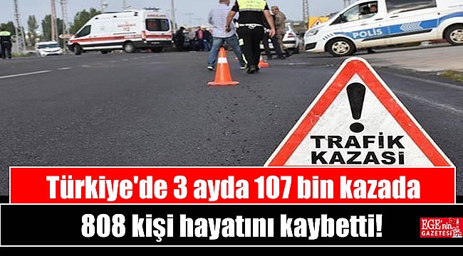 Türkiye'de 3 ayda 107 bin kazada 808 kişi hayatını kaybetti