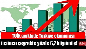 TÜİK açıkladı: Türkiye ekonomisi, üçüncü çeyrekte yüzde 6,7 büyümüş
