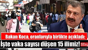 Bakan Koca, oranlarıyla birlikte açıkladı: İşte vaka sayısı düşen 15 ilimiz