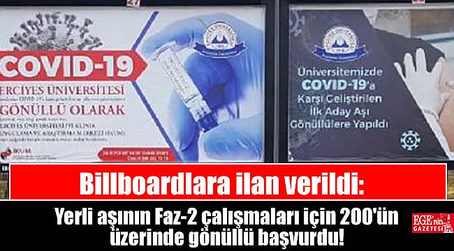 Billboardlara ilan verildi: Yerli aşının Faz-2 çalışmaları için 200'ün üzerinde gönüllü başvurdu
