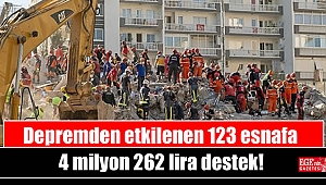 Depremden etkilenen 123 esnafa 4 milyon 262 lira destek