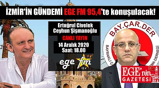 Ertuğrul Civelek ve Ceyhun Şişmanoğlu ile İzmir'in Gündemi Ege Fm'de konuşulacak