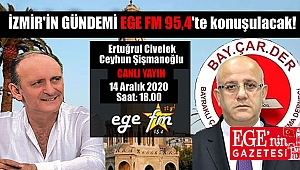 Ertuğrul Civelek ve Ceyhun Şişmanoğlu ile İzmir'in Gündemi Ege Fm'de konuşulacak