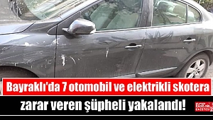 Bayraklı'da 7 otomobil ve elektrikli skotera zarar veren şüpheli yakalandı