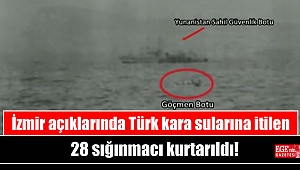 İzmir açıklarında Türk kara sularına itilen 28 sığınmacı kurtarıldı